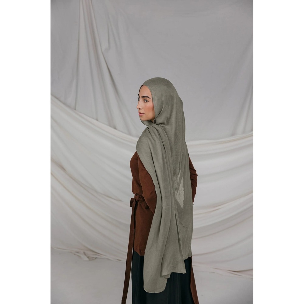 VELA Desert Sage Modal Hijab Dusty Green Semi Sheer Crinkle Scarf